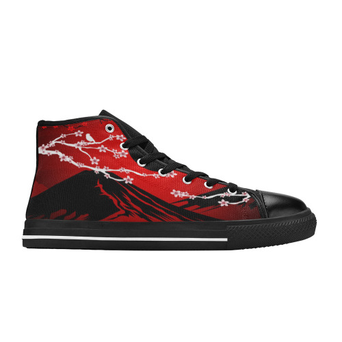 Red Blossom Women's Classic High Top Canvas Shoes (Model 017)