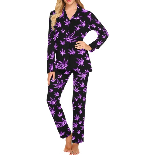neon pot purple Women's Long Pajama Set