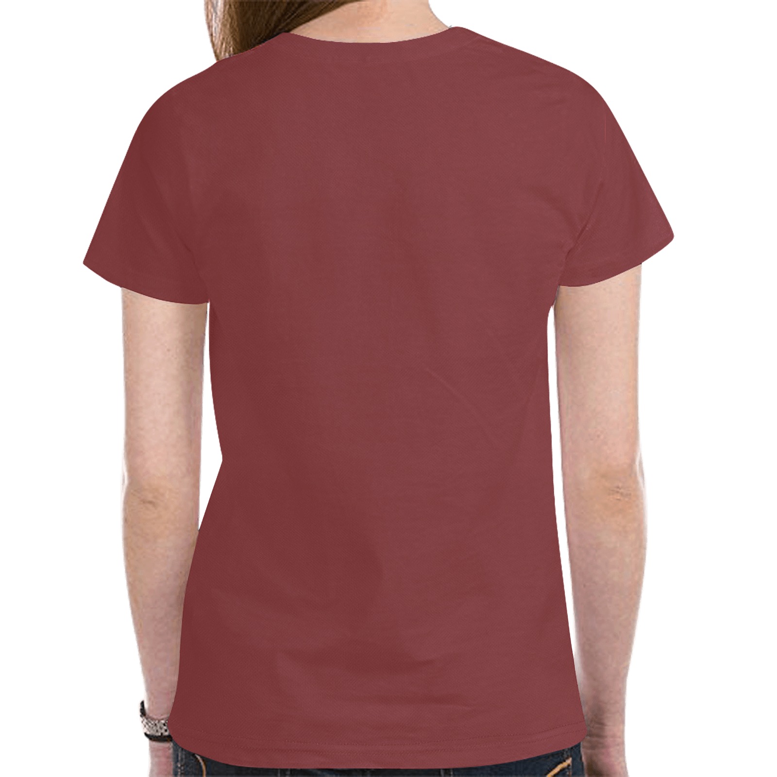 Golden Sugar Skull Burgundy New All Over Print T-shirt for Women (Model T45)