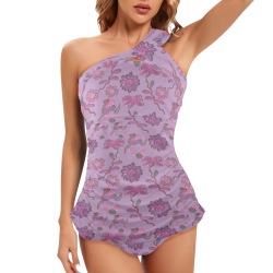 Sweet &Unique Floral Pattern Women's One Shoulder Backless Swimsuit (Model S44)