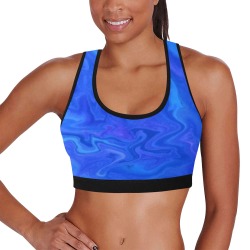 Blue marble crop Women's All Over Print Sports Bra (Model T52)