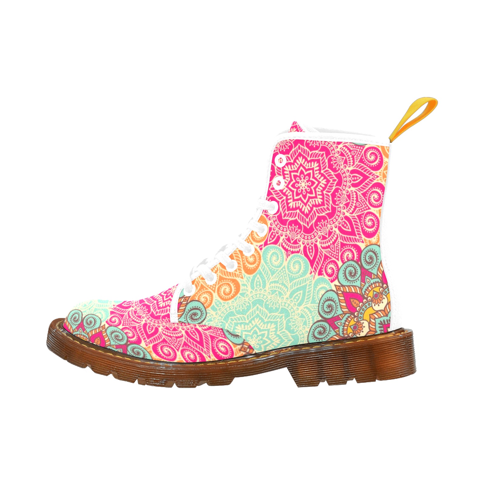 Colorful Tribal Boho Mandala Boots Custom Canvas Boots For Women Model 1203H