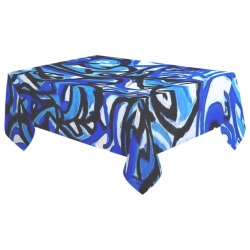 Blue Abstract Graffiti tablecloth 60x104 Cotton Linen Tablecloth 60"x 104"