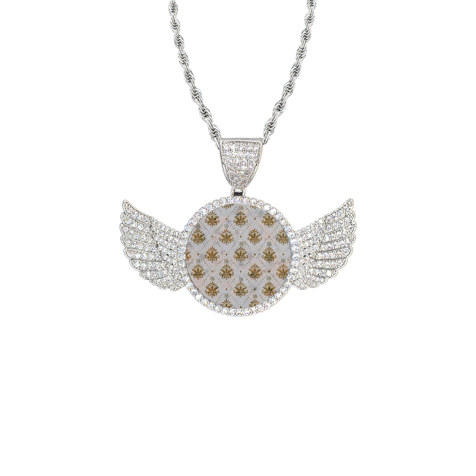 Royal Pattern by Nico Bielow Wings Silver Photo Pendant with Rope Chain