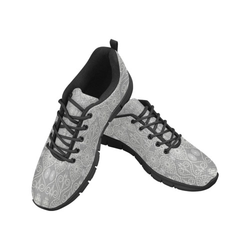 Gray fibrous textile octopus seeds patterned Men's Breathable Running Shoes (Model 055)