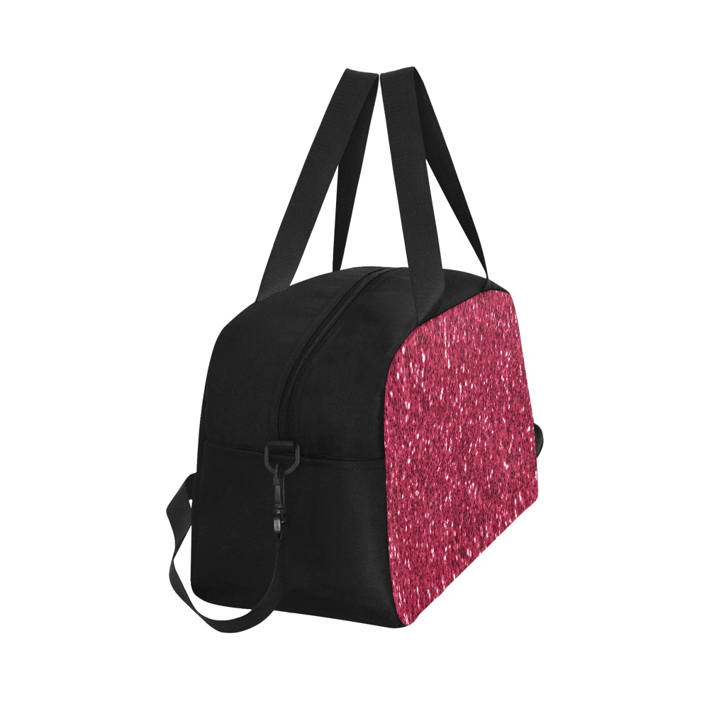 Magenta dark pink red faux sparkles glitter Fitness Handbag (Model 1671)
