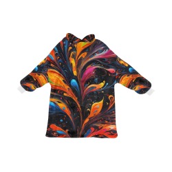 Orange and yellow decorative floral figures art. Blanket Hoodie for Women