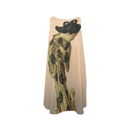 Geshia Woman W/ Robe Sleeveless A-Line Pocket Dress (Model D57)