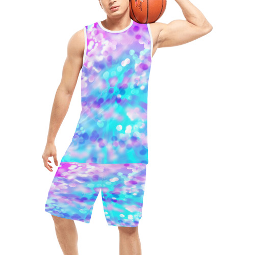 Purple And Blue Bokeh 7518 Basketball Uniform with Pocket