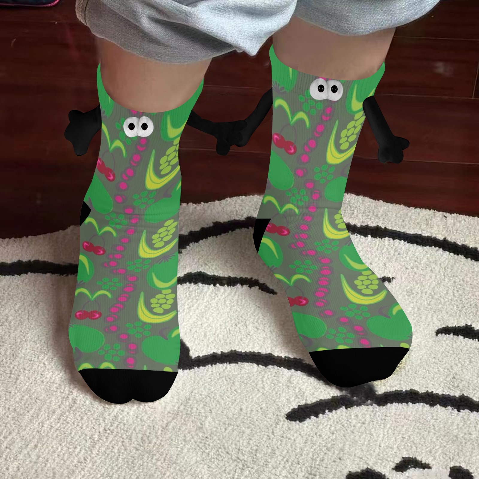 Green&Fruity Pattern Holding Hands Socks for Kids