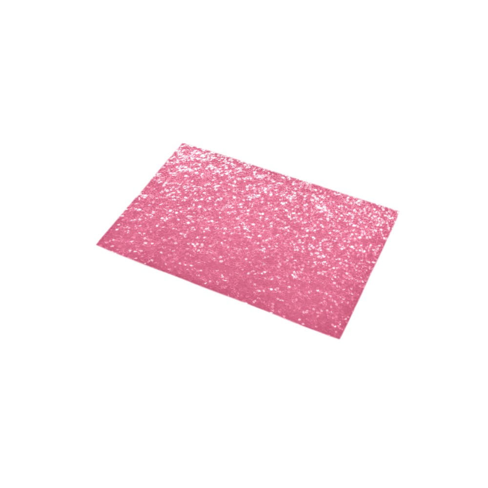 Magenta light pink red faux sparkles glitter Bath Rug 16''x 28''