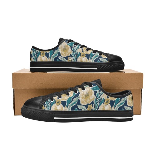 Painted Flowers Women's Classic Canvas Shoes (Model 018)