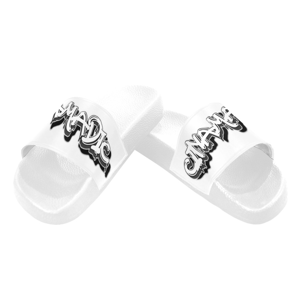 CINAMADIC Slides White Black Women's Slide Sandals (Model 057)