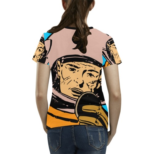 astronaut All Over Print T-Shirt for Women (USA Size) (Model T40)