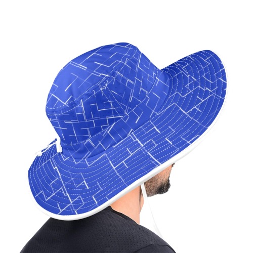 Scratched Royal Blue Wide Brim Bucket Hat