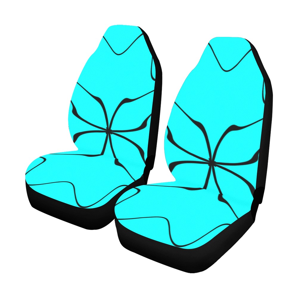 Black InterlockingCircles Starred Aqua Car Seat Covers (Set of 2)