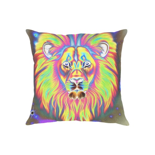 The Lion in Negative Rainbow Linen Zippered Pillowcase 18"x18"(Two Sides)