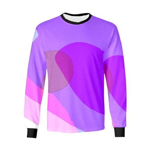 Purple Retro Groovy Abstract 409 Men's All Over Print Long Sleeve T-shirt (Model T51)