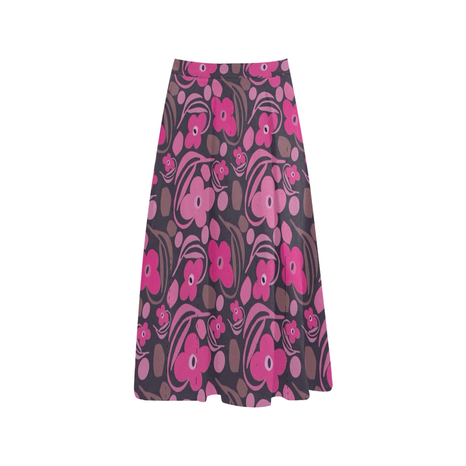 Retro pink floral Mnemosyne Women's Crepe Skirt (Model D16)