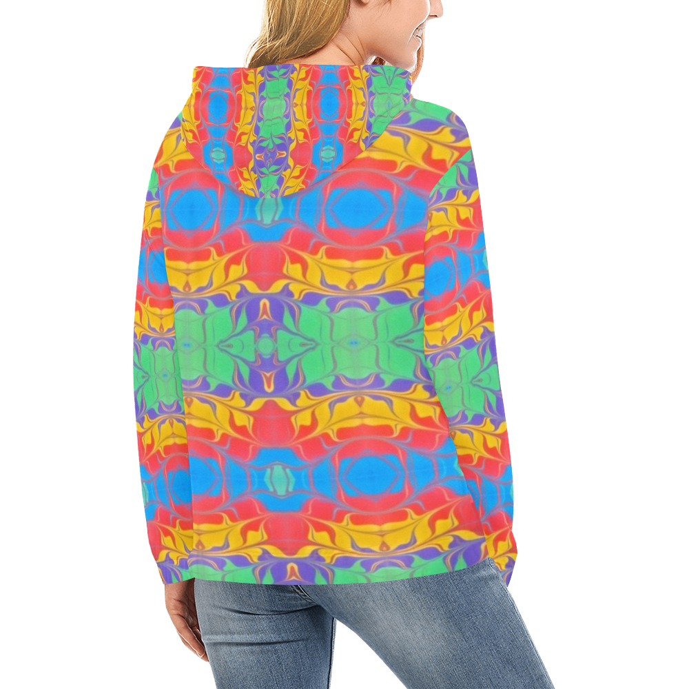 Rainbow All Over Print Hoodie for Women (USA Size) (Model H13)