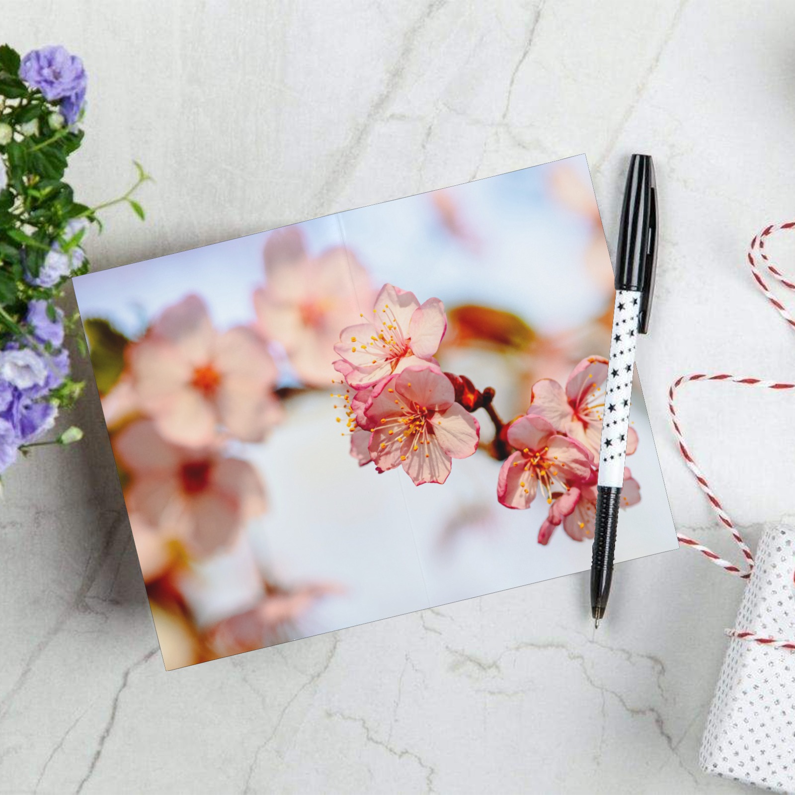 Stunning natural composition of sakura flowers. Greeting Card 8"x6"