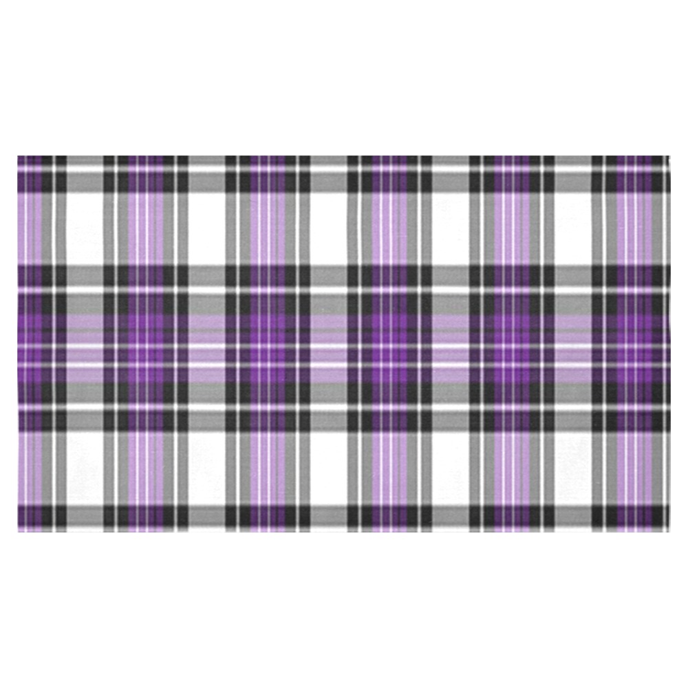 Purple Black Plaid Cotton Linen Tablecloth 60"x 104"