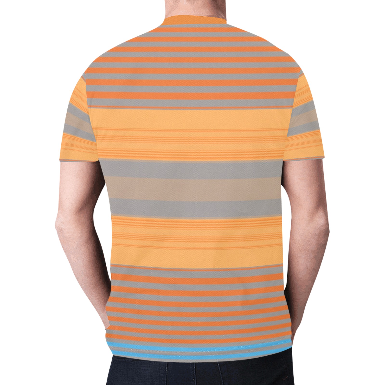 Yellow Orange Blue Stripe Pattern New All Over Print T-shirt for Men (Model T45)