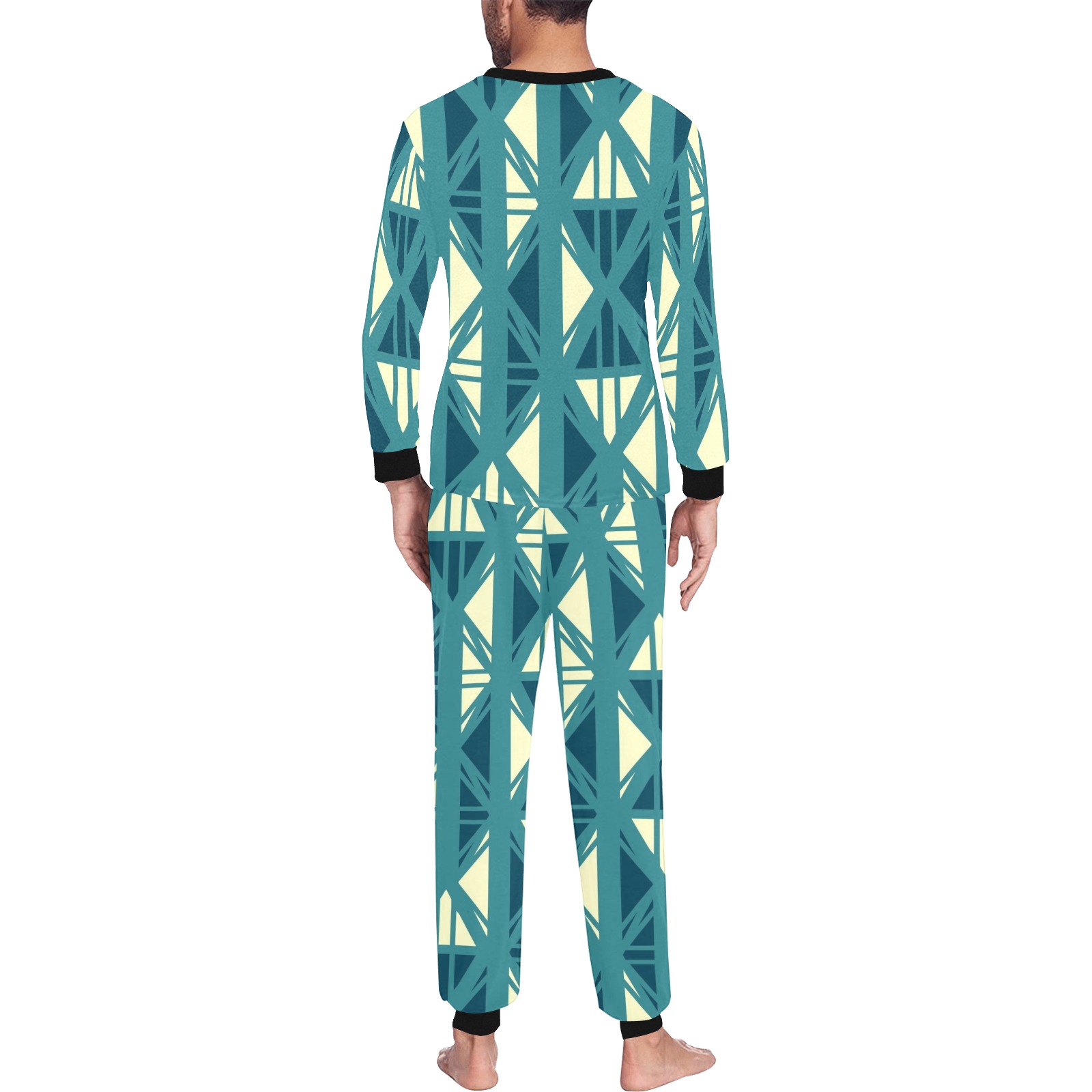 Abstract Tribal Men's All Over Print Pajama Set with Custom Cuff