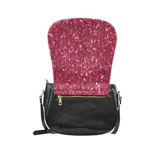 Magenta dark pink red faux sparkles glitter Classic Saddle Bag/Small (Model 1648)