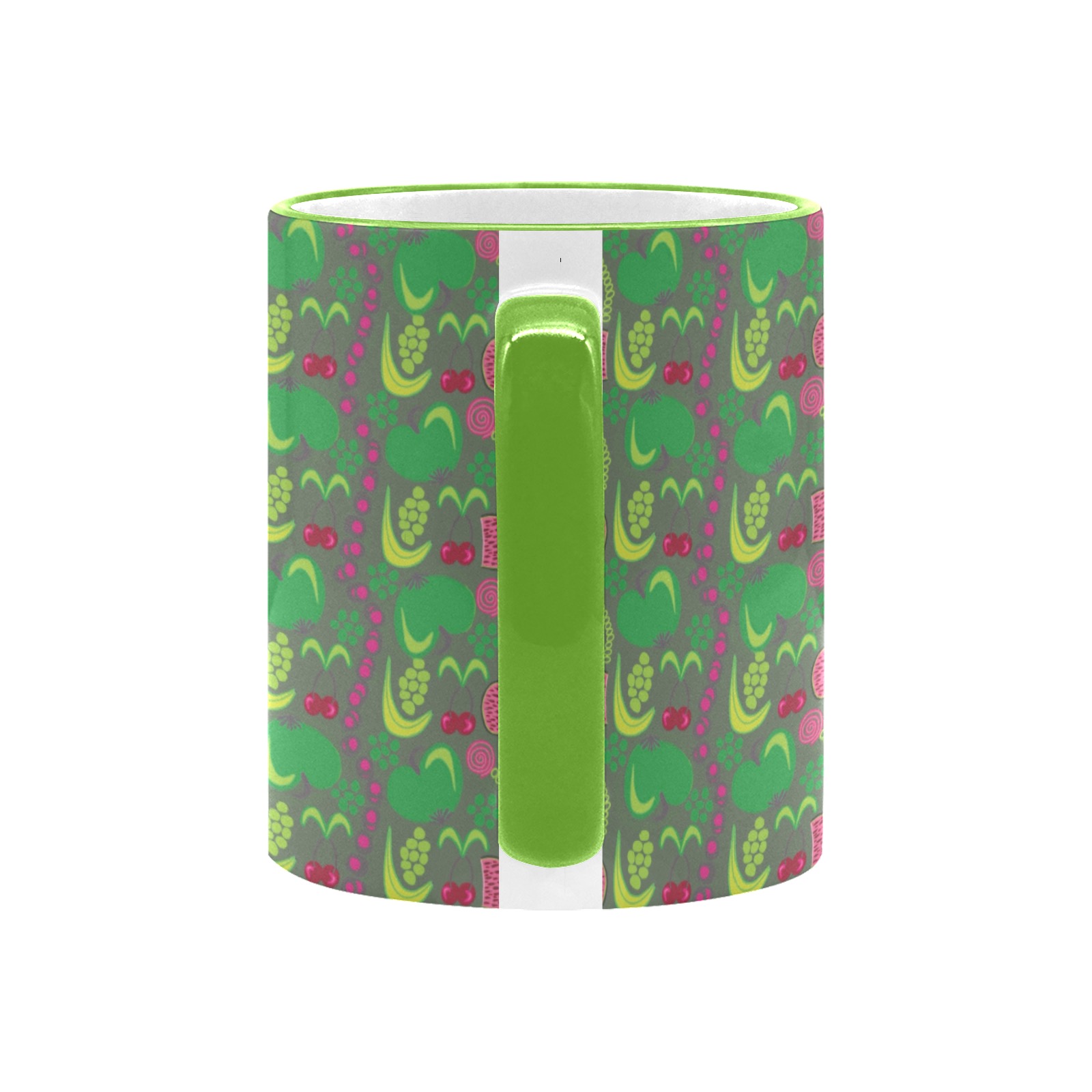 Green&Fruity Pattern Custom Edge Color Mug (11oz)