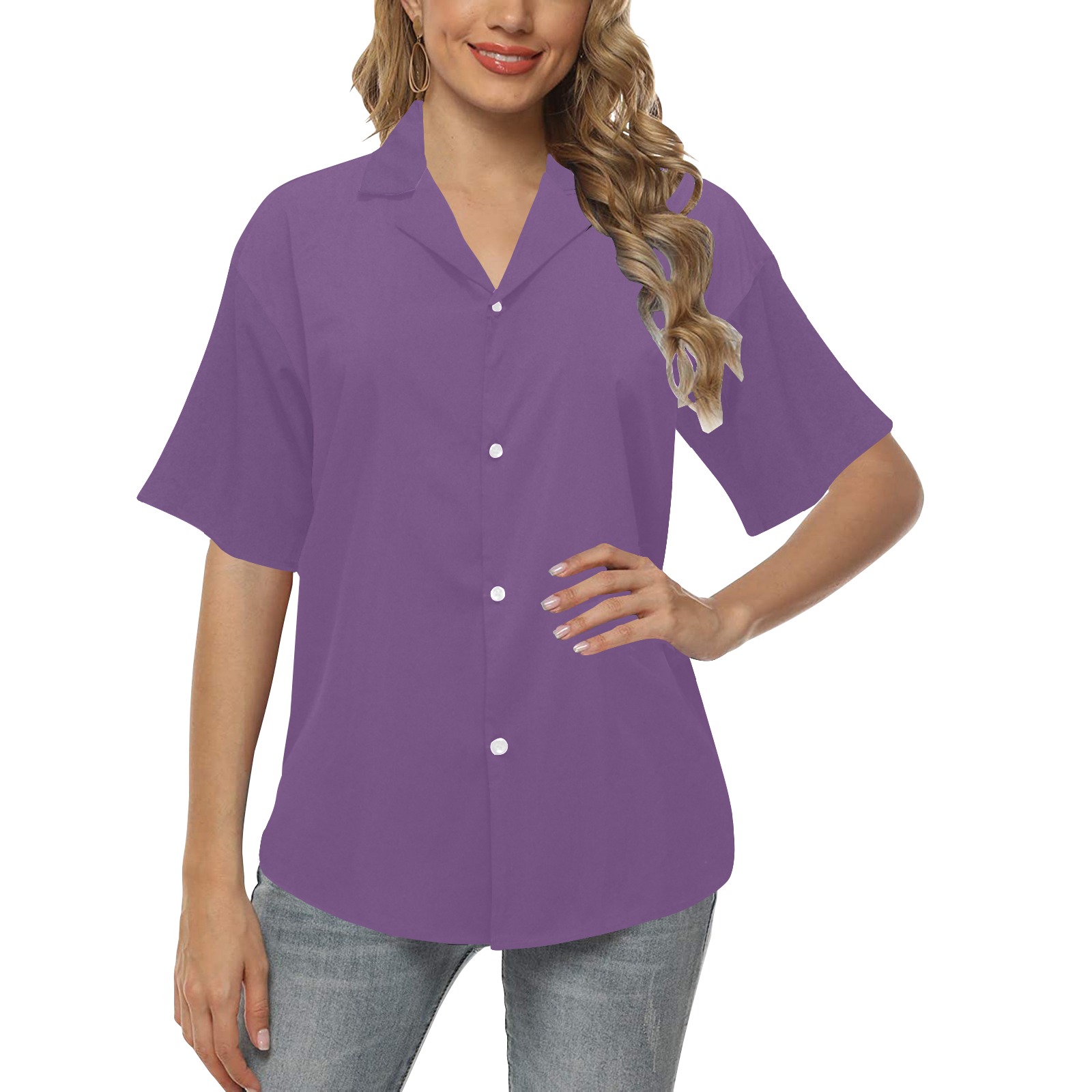 color purple 3515U All Over Print Hawaiian Shirt for Women (Model T58)