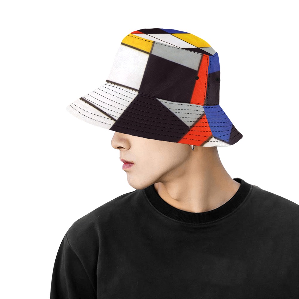 Composition A by Piet Mondrian All Over Print Bucket Hat for Men