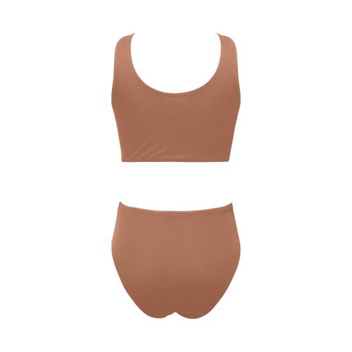 Tan brown Chest Bowknot Bikini Swimsuit (Model S33)