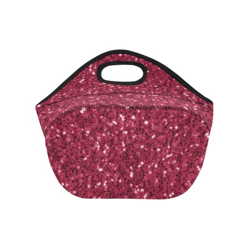 Magenta dark pink red faux sparkles glitter Neoprene Lunch Bag/Small (Model 1669)