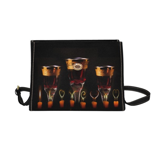 Candles Wine Ritual Waterproof Canvas Bag-Black (All Over Print) (Model 1641)