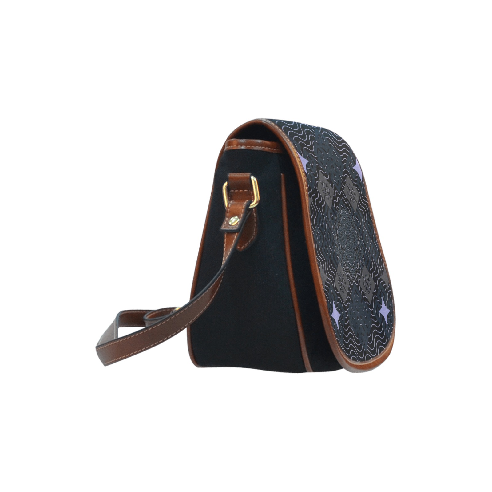 Saddle bag, abstract veil-like pattern grey and blue Saddle Bag/Small (Model 1649)(Flap Customization)