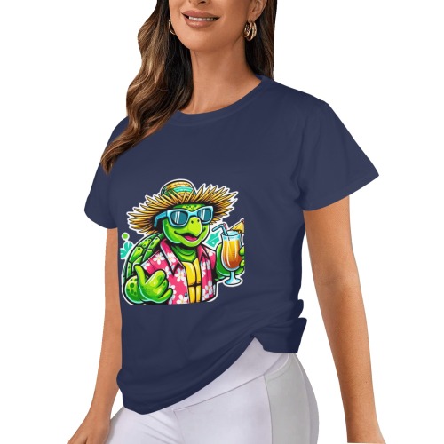 GREEN SEA TURTLE-ALOHA Women's Glow in the Dark T-shirt (Front Printing)