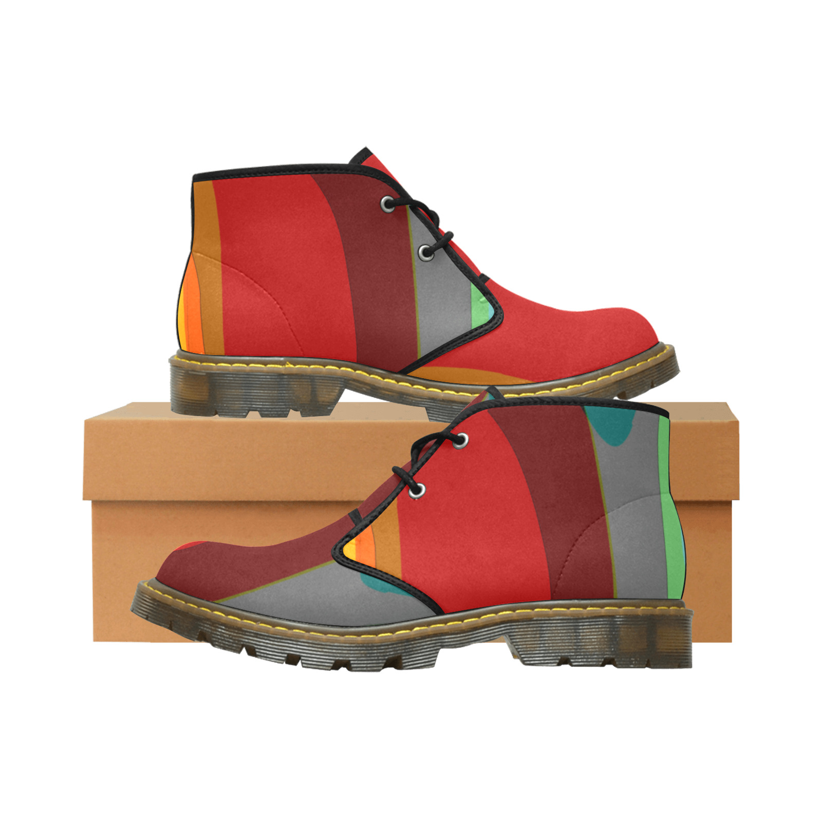 Colorful Abstract 118 Men's Nubuck Chukka Boots (Model 2402)