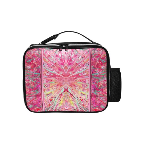 marble 3 pink round neck front PU Leather Lunch Bag (Model 1723)