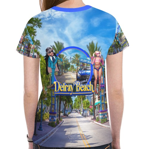Welcome to Delray Beach Collectable Fly New All Over Print T-shirt for Women (Model T45)