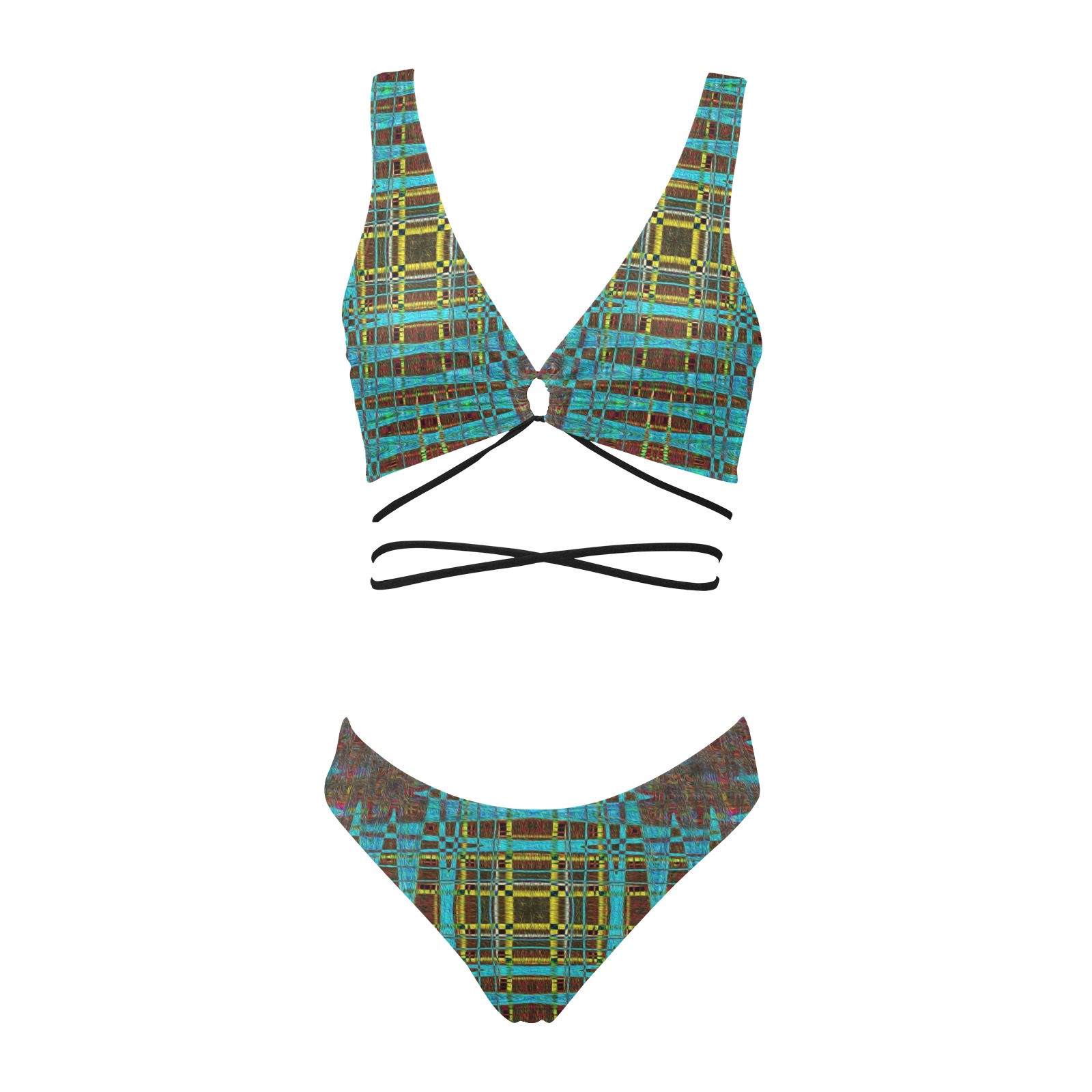 Technoid Pattern Cross String Bikini Set (Model S29)