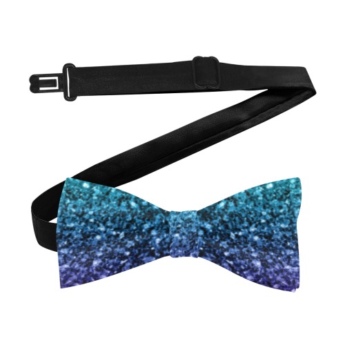 Aqua Blue Ombre glitters faux sparkles glamorous suit accessory Custom Bow Tie