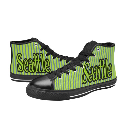Seattle Stripes Men’s Classic High Top Canvas Shoes (Model 017)