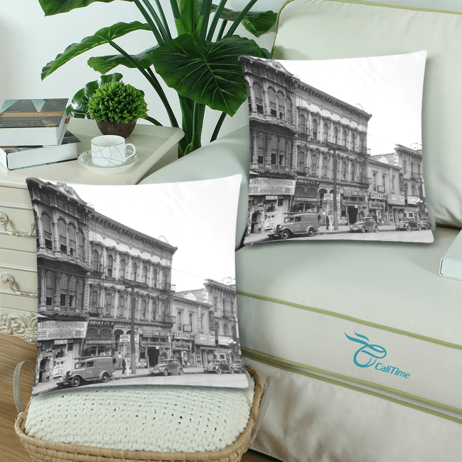 East side of Main Street Los Angeles. 1930s Custom Zippered Pillow Cases 18"x 18" (Twin Sides) (Set of 2)