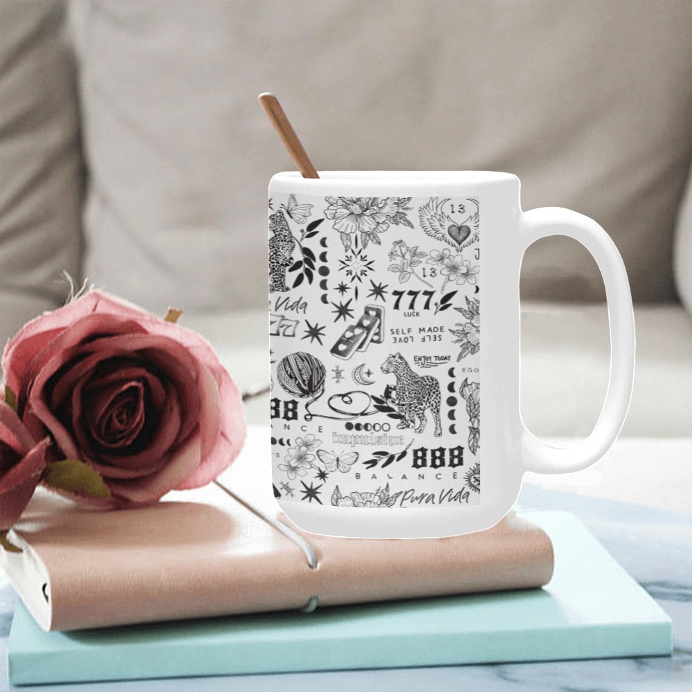 Inspirational tattoo pattern BL 2 Custom Ceramic Mug (15OZ)