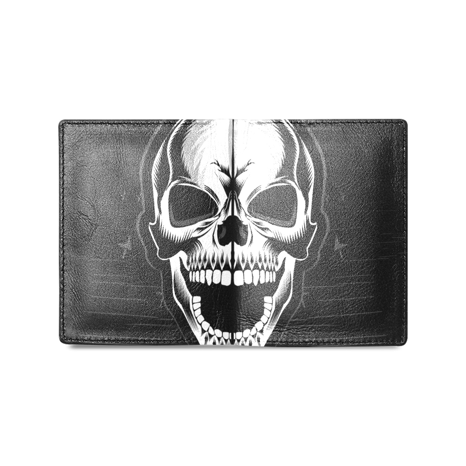 Smiling Skull Leather Wallet Men's Leather Wallet (Model 1612)