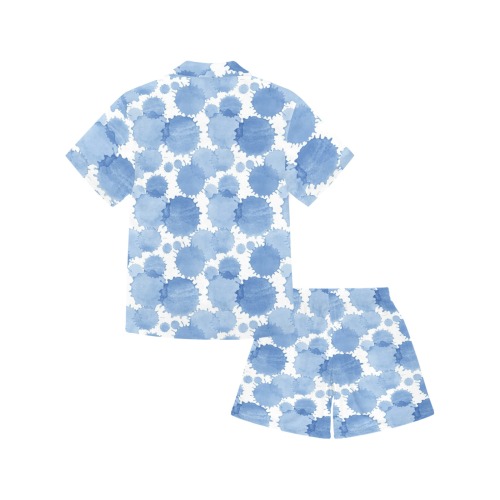 Blue Paint Splatter Little Boys' V-Neck Short Pajama Set