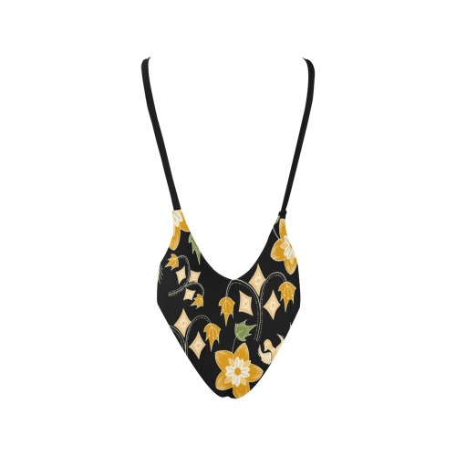ONE-PIECE BATIK FLORAL YELLOW Sexy Low Back One-Piece Swimsuit (Model S09)
