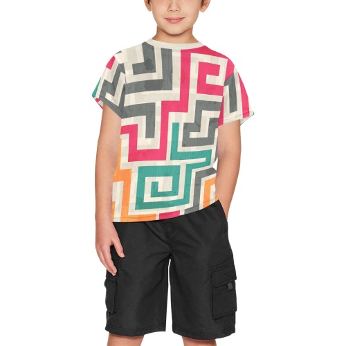 Geo Abstract Big Boys' All Over Print Crew Neck T-Shirt (Model T40-2)