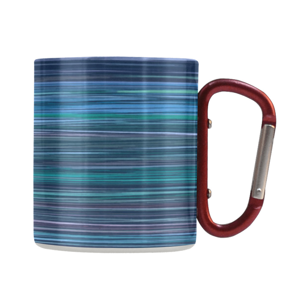 Abstract Blue Horizontal Stripes Classic Insulated Mug(10.3OZ)